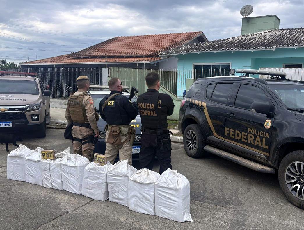 PRF, PF e PM descobre depósito subterrâneo com cocaína em Itajaí, SC.